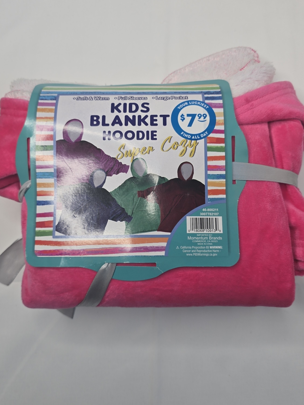 Momentum Brands Kids Blanket Hoodie Super Cozy Pink